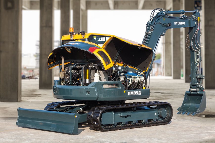 Exceptional power from the new compact Hyundai HX85A midi excavator
